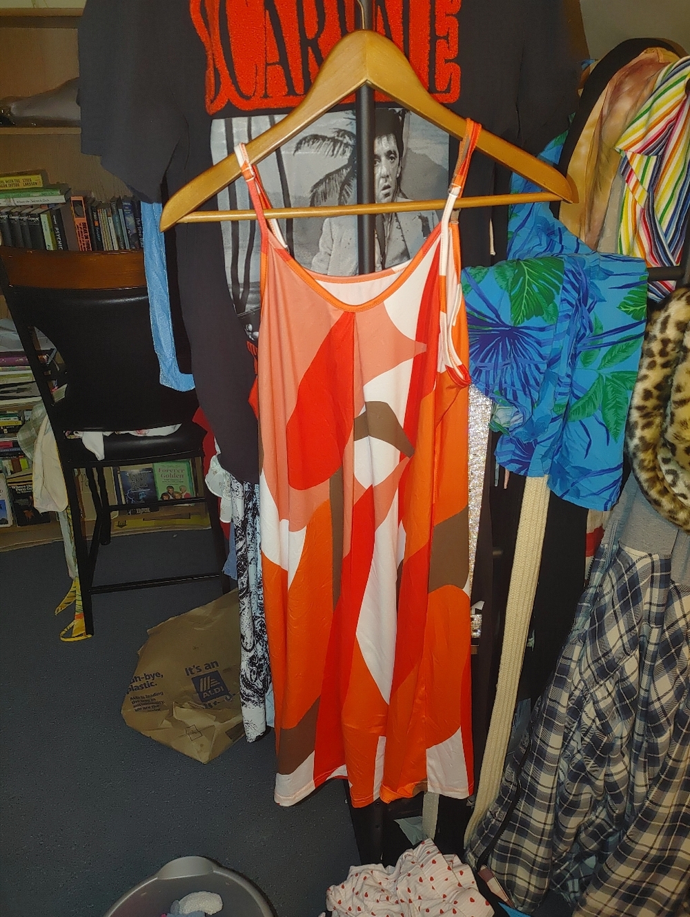 Women’s Orange Abstract Print Slip Dress